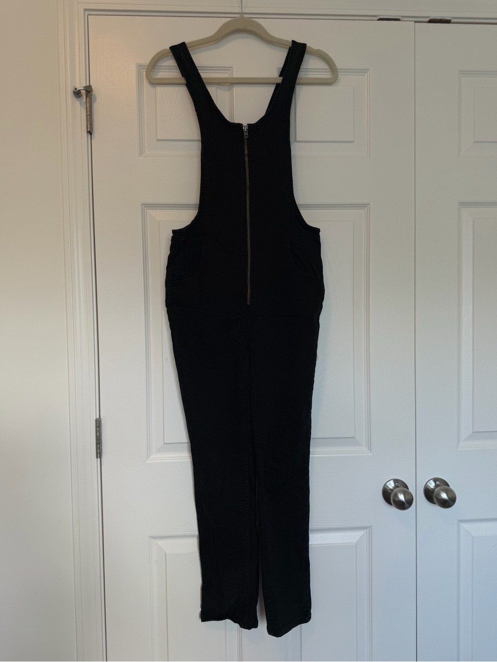 Free People Black Women's Zip-Front Overalls